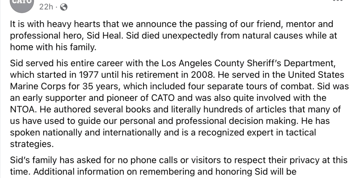 Law Enforcement Legend Charles ‘Sid’ Heal Has Died – Law Officer