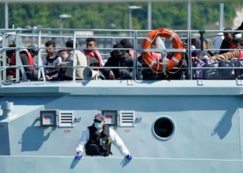 People arriving in Dover today after being picked up trying to cross the channel in a small boat.