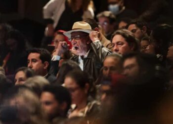 A man screams asking for information about missing people during the ceremony to release the truth commission report Bogotá on Tuesday.