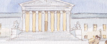 A courier drops off a package at the Supreme Court