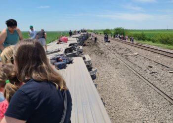 The scene of an Amtrak derailment
