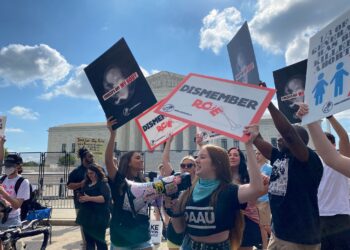 Demonstrators converge outside Supreme Court after Dobbs decision