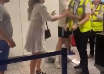 Screen grab from video of the airport altercation