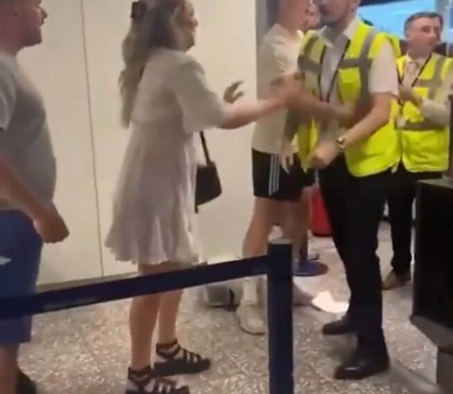 Screen grab from video of the airport altercation