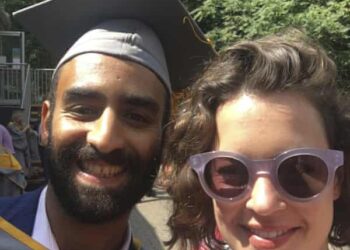 Karim Ennarah and his now-wife, Jessica Kelly, pictured here in 2018 after they graduated from the School of Oriental and African Studies, London.