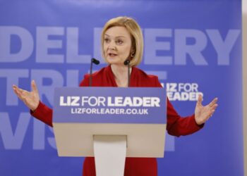 Liz Truss speaking at her campaign launch.