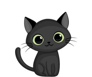 Vector illustration of cute black cat