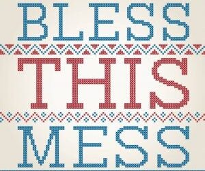 Cross Stitched Bless This Mess Decoration With Border Design