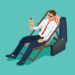 Businessman relaxing on his sun lounger on the beach. Isometric people. Business idea, innovation, development and strategy vector