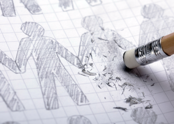 Eraser rubs out stick figure.
