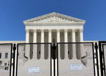 Supreme Court surrounded by fencing