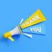 Thank You Coming Out From Yellow Megaphone On Blue Background – Gratitude Concept