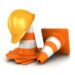 3d traffic cones and a safety helmet