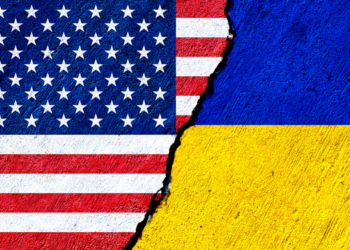 United States and Ukraine flags
