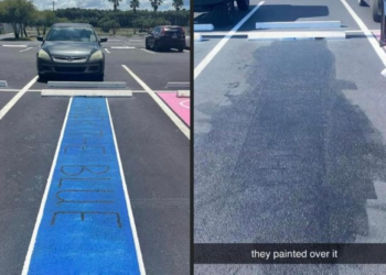 Student allowed to repaint 'Back the Blue' parking spot after school covered it up