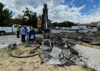 The suspect caused significant damage, hitting a water pipe and ripping up fiber optics cables, police said.