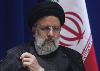 The president of Iran, Ebrahim Raisi, speaks at a press conference in New York on Thursday.
