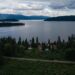 The lake, mountains, and homes near the Sackett property