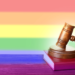 LGBTQ flag and gavel