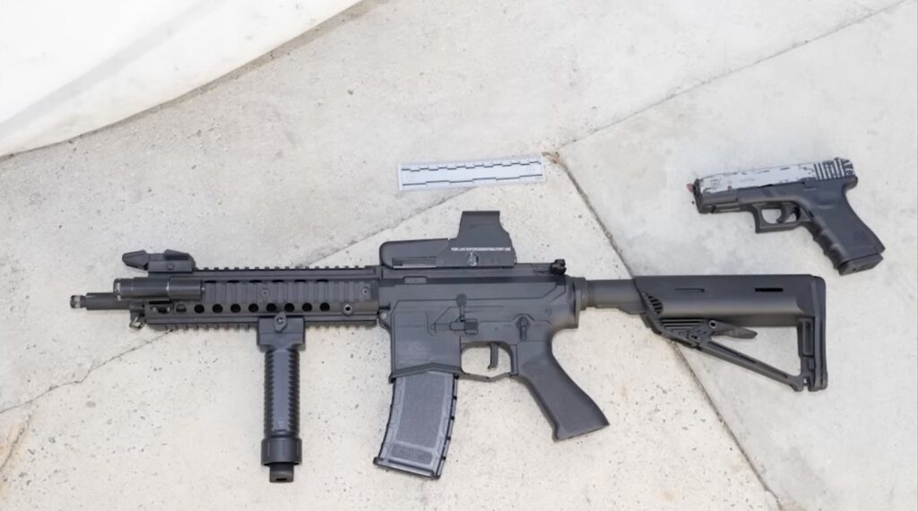 The rifle was later found to be a realistic-looking airsoft gun. Herrera also had in his possession a fake handgun, right.