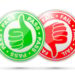 pass/fail thumbs up and down icon