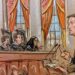 profile view of man at the podium arguing before five justices