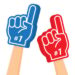 Hand wearing foam finger. Number one and the best.