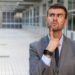 Funny businessman thinking really hard