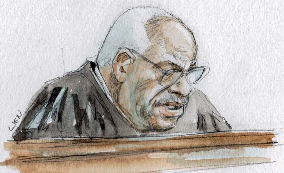 sketch of clarence thomas looking downward