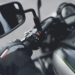 Motorcycle on driveway.