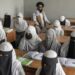 Afghan girls attend a religious school in Kabul, which has remained open since last year’s Taliban takeover, in August 2022.