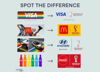 Brands sponsoring the Fifa World Cup in Qatar this year have previously used the colours of the Pride rainbow flag in their logos to show support for LGBT+ rights.
