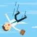 Young businessman fall down with sky background vector illustration.Fail to working concept.