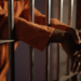 The arms of a Black prisoner behind bars