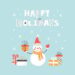 Happy holidays card with hand drawn cute snowmen