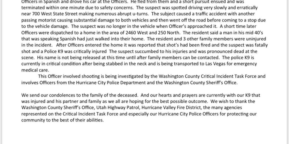Police K-9 critical after being stabbed, suspect shot and killed by police – Law Officer