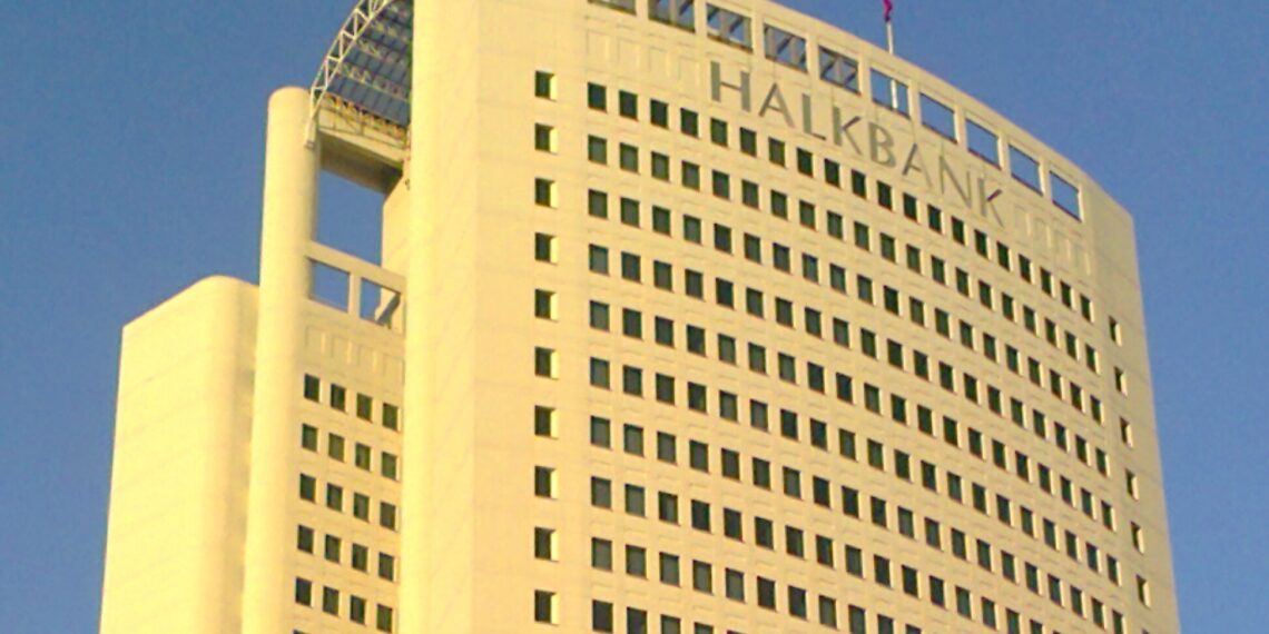 skyscraper bearing the Halkbank logo