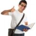 Happy university college student thumbs up