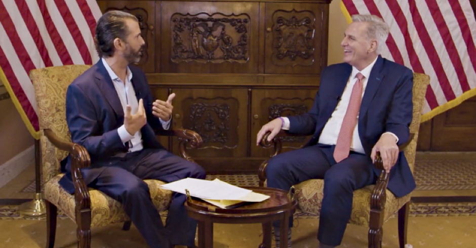 McCarthy Sat for an Interview With Trump Jr. – One Bragged About an 'Illegal' Act, One Wished His Dad Would 'Show Some' Love