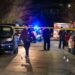 NYPD officers and detectives search for evidence as they investigate the shooting of an off-duty police officer on Ruby Street, Saturday evening.