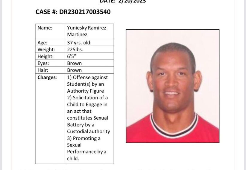 Police notice of Yuniesky Ramirez-Martinez's arrest and charges.