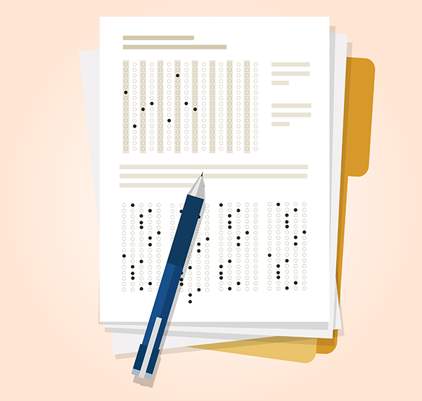 standardized test sheet and pencil