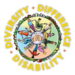 An image with characters with various disabilities holding hands forming a circle around the words, "Diversity, Difference, Disability".