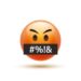 Angry emoji curse emoticon. Swear word reaction bad emoji face icon.