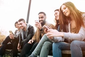 Millennial Friends on Smart Phones