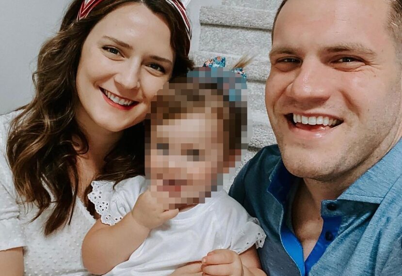 Jared Bridegan poses with his wife, Kirsten, and their children.