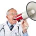 angry upset doctor physician health care megaphone