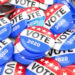 Vote election badge button for 2020, vote USA 2020, 3D rendering