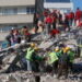 Members of rescue services search for survivors in the debris of a collapsed building in Izmir, Turkey, Saturday, Oct. 31, 2020. Rescue teams on Saturday ploughed through concrete blocs and debris of eight collapsed buildings in Turkey's third largest city in search of survivors of a powerful earthquake that struck Turkey's Aegean coast and north of the Greek island of Samos, killing dozens Hundreds of others were injured. (AP Photo/Darko Bandic)