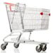 Shopping cart with red details on a white background